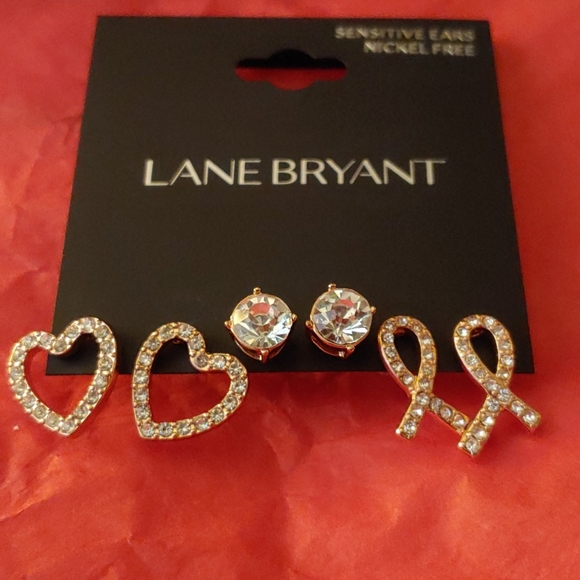 Lane Bryant Rose Gold Pave Earrings Set - Picture 2 of 3